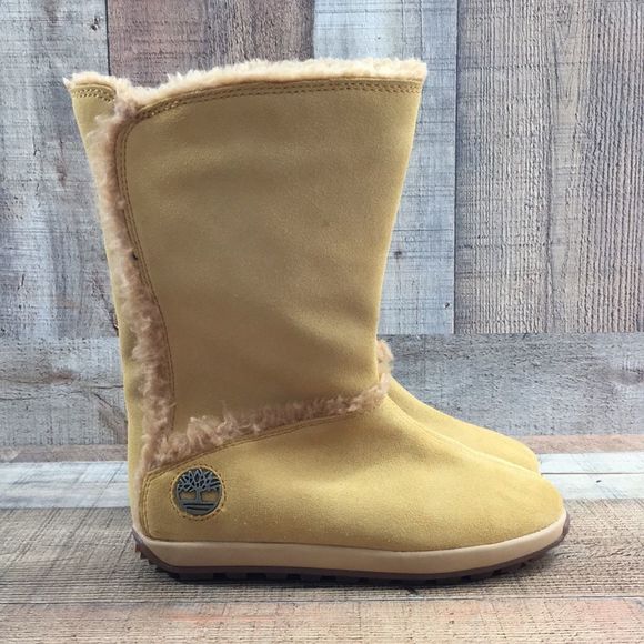 Timberland Earthkeepers Tan Mukluk Fur Lined Winter Boots Womens 6 Mid Calf - Picture 1 of 13